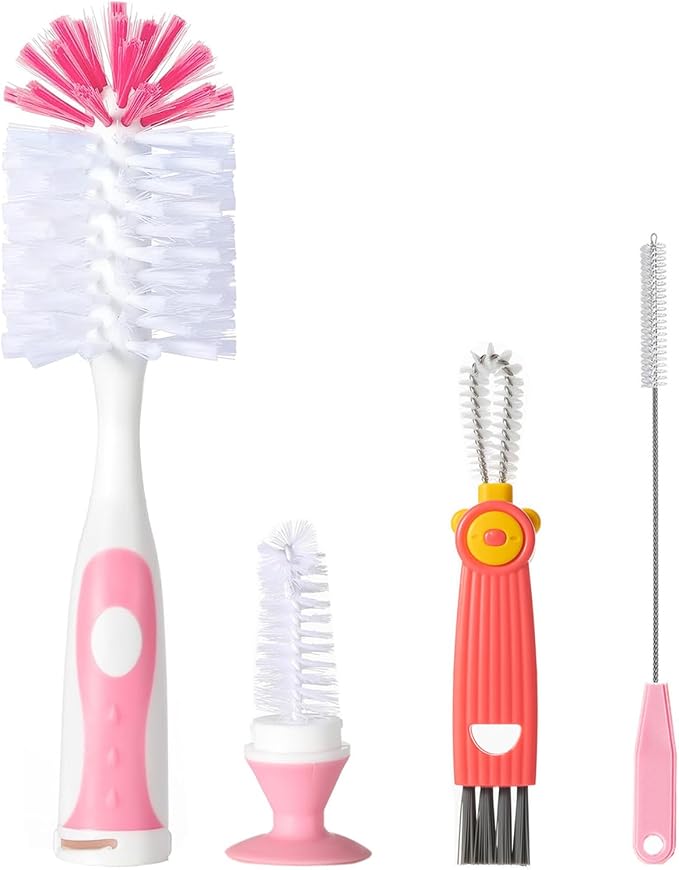 Baby Bottle Brush Set 4 in 1, Baby Bottle Cleaner, by AnivonaDirect