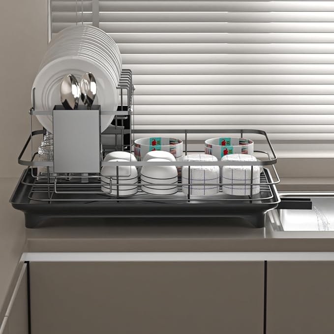 Dish Drying Rack, 2-Tier Rustproof Steel Kitchen Organizer - Image 6