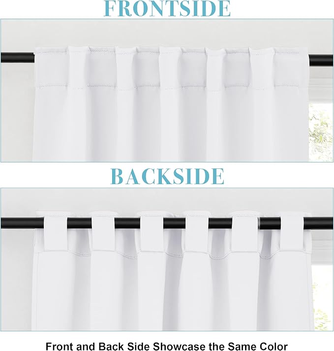 RYB HOME White Short Curtains, Room Darkening Drapes Thermal Insulated Small - Image 3