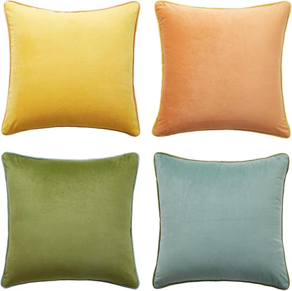 MONDAY MOOSE Decorative Throw Pillow Covers Cushion Cases, Set of 4 Soft Velvet Modern Double-Sided Designs, Mix and Match for Home Decor, Pillow Inserts Not Included (22x22 inch, Yellow/Green)