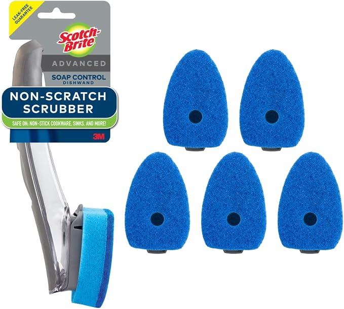Scotch-Brite Advanced Soap Control Non-Scratch Dishwand Kit, 1 Dish Wand & 5 by Scotch-Brite