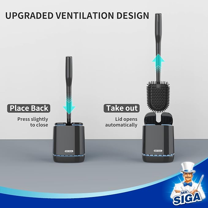 MR.SIGA Toilet Bowl Brush and Holder, Durable and Flexible Bristles, Wall - Image 4