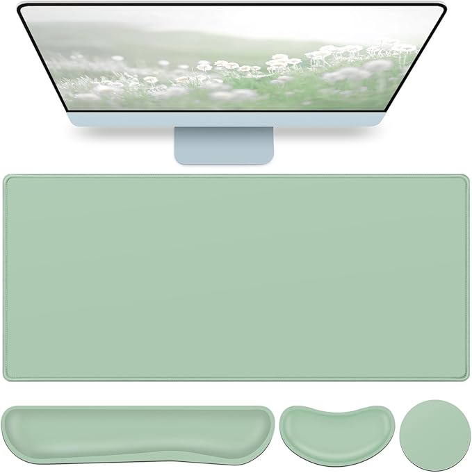 Desk Mat Green, Large Gaming Mouse Pad by QOMOLAMA