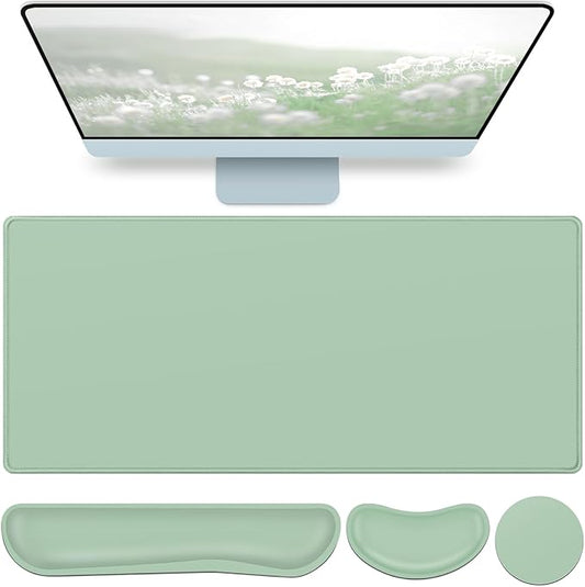 Desk Mat Green, Large Gaming Mouse Pad by QOMOLAMA