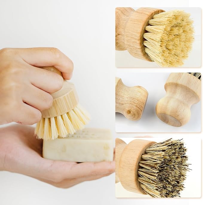2 Pcs Dish Brush, Wood Dishes Scrub Brush, Pot Brush - Image 3