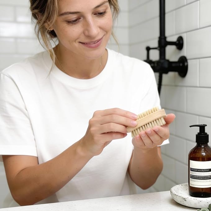 Wooden Nail Brush, Double-Sided Fingernail Scrub Brush - Image 5