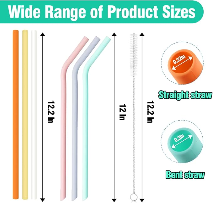 8 Pack Multicolor Silicone Stanley Straw Replacement 40 oz 30 oz, Reusable Long - Image 3