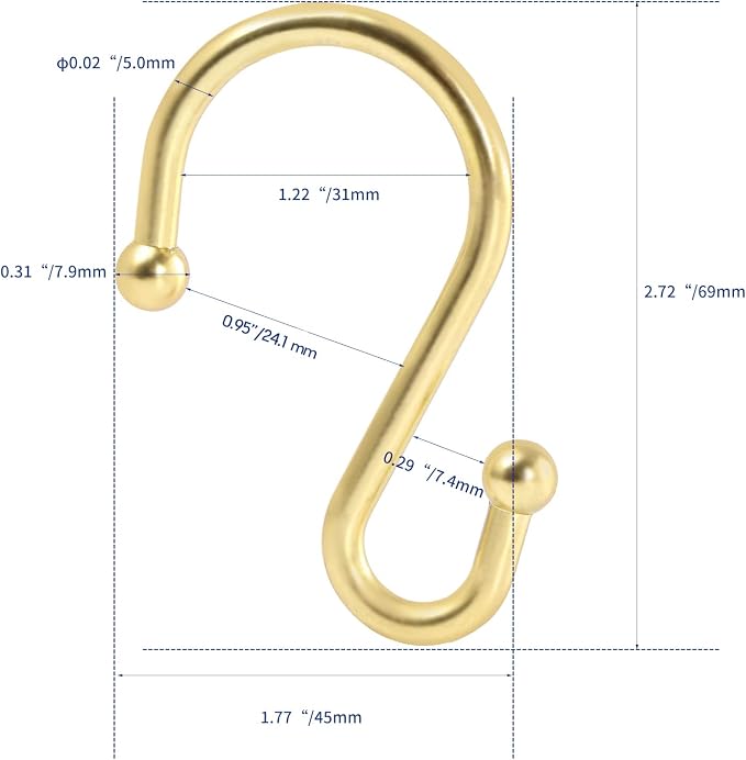Metal Shower Curtain Hooks，Set of 12 Rings，Rust Resistant S Shaped Hooks Hangers - Image 5