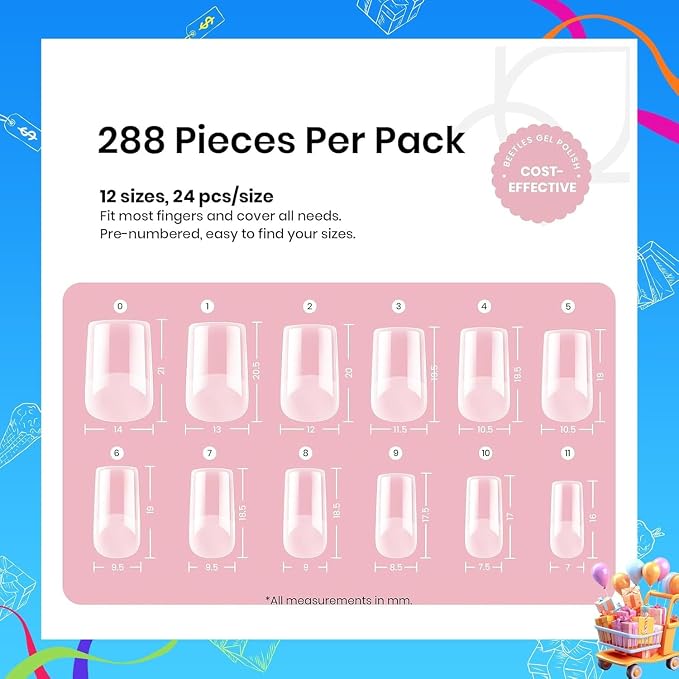 Beetles Gel Nail Tips Etch-X, Square Short, Pre-Etched Half Matte Full Cover - Image 3