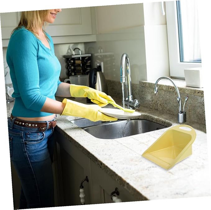 Handheld Dustpan Small Portable Dust Pan 2pcs Lime Yellow - Image 4