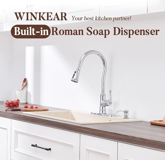 Built in Soap Dispenser for Kitchen Sink Countertop, Solid Brass Pump Head Long - Image 2
