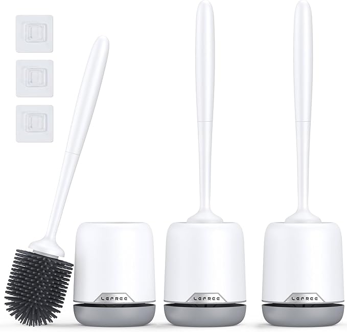 Lefree Toilet Brush Set, 3 Pack Silicone Toilet Bowl Brush and Holder by Lefree