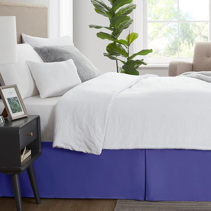 Nestl Royal Blue Twin Bed Skirt - Twin Size Bed Skirt 14 Inch Drop - Brushed Microfiber Bed Skirts - Hotel Quality Pleated Bed Skirt - Shrinkage & Fade Resistant
