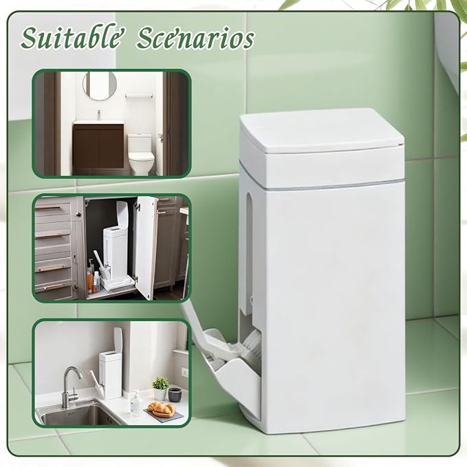 Bathroom Trash Can with Toilet, Slim Bathroom Trash Can, Toilet Brush and - Image 6