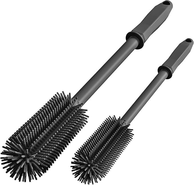 Long Silicone Bottle Cleaning Brush | 2 Pack| 16”+13”Water Bottle Brush Cleaner by SUPPHOUS