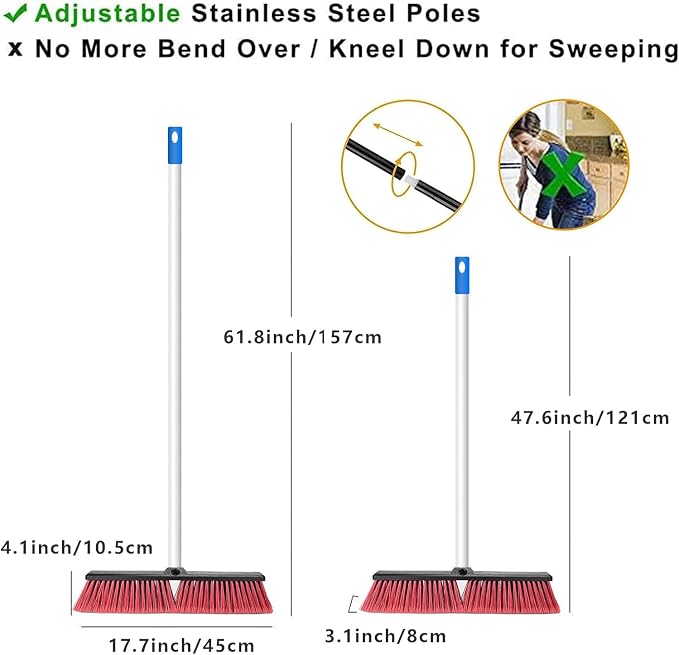18" Push Broom Outdoor Heavy Duty, Snow Broom - Image 5