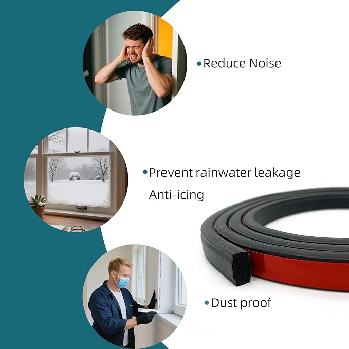 Rectangle Foam Rubber Seal, Self-Adhesive EPDM Foam Rubber Weather Stripping - Image 5