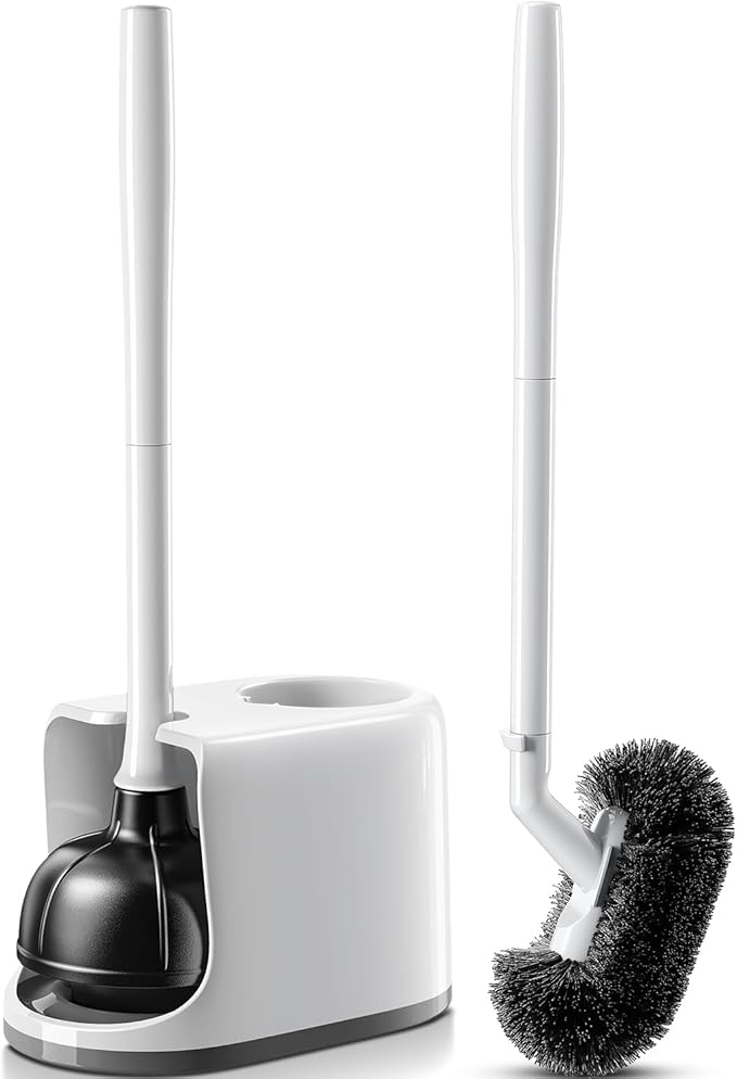 HAMITOR Toilet Plunger Bowl Brush Combo：Heavy Duty Rubber by HAMITOR