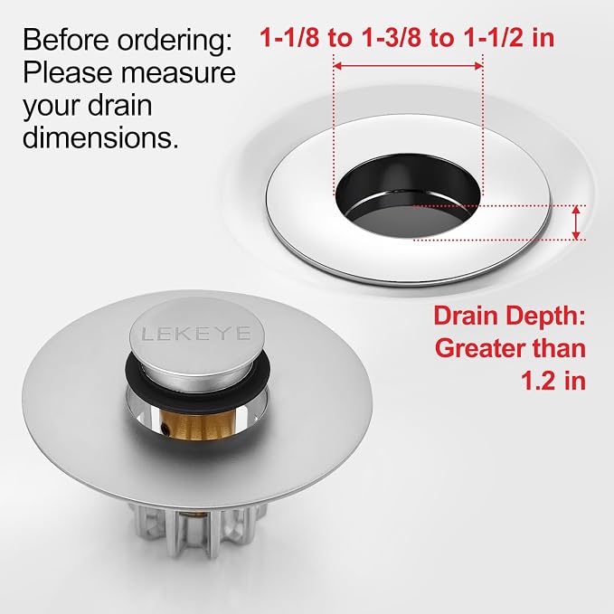 LEKEYE Bathroom Sink Stopper | Shower Drain Hair Catcher | Pop-up Sink Drain - Image 6