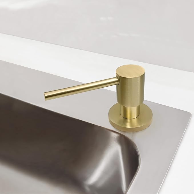 Brushed Gold All Brass Sink Soap Dispenser - Image 3