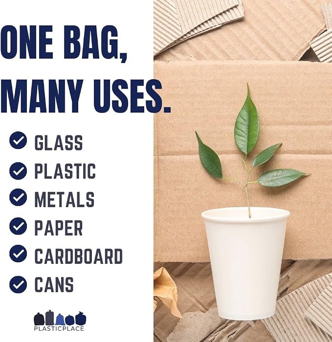 Plasticplace 32-33 Gallon Recycling Trash Bags, 1.2 Mil, 33” x 39” - Image 5