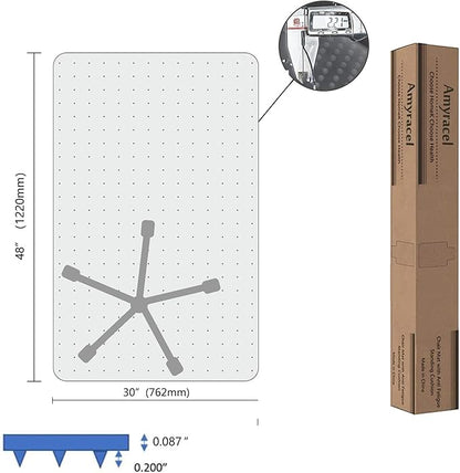 Amyracel Chair Mat for Carpet, 48" x 30" Clear Computer Desk Chair Mat for Low Pile Carpeted Floors, Easy Glide Plastic Floor Mat for Office Chair on Carpet Protection