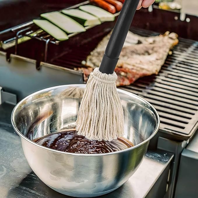 Grill Basting Mop, YFWOOD 18 Inch Grill Basting Brush BBQ Mop Black Wooden Long - Image 5