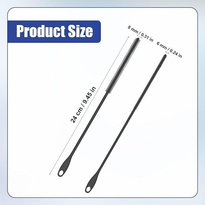 2pcs Silicone Straw Brushes, 6mm+8mm Reusable Hanging Straw Cleaner Brush Extra - Image 2