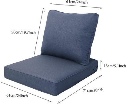 Goodgoods 24x28 inch Outdoor/Indoor Deep Seat Cushions Set of 2 Deep Seat Bottom Resilient Foam Filling Water Repellent Stain-Resistant UV Resistant Weather Resistant Patio Furniture Sky