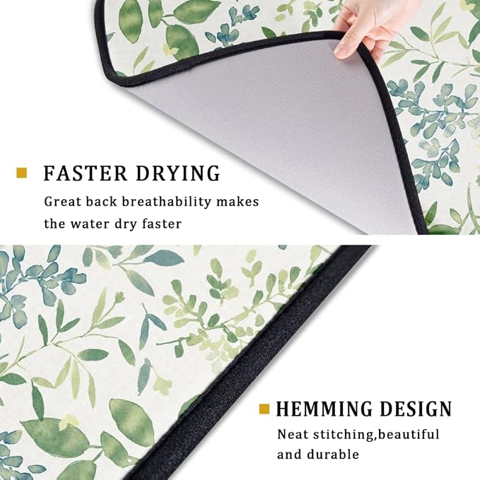 Green Leaves Branches Dish Drying Mat - Image 3