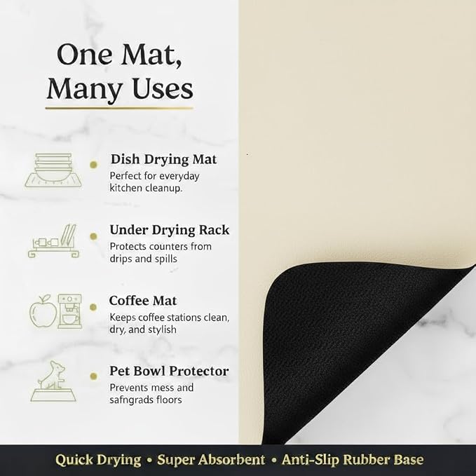 Dish Drying Mat Super Absorbent – 16" x 18" Coffee Mat - Image 6