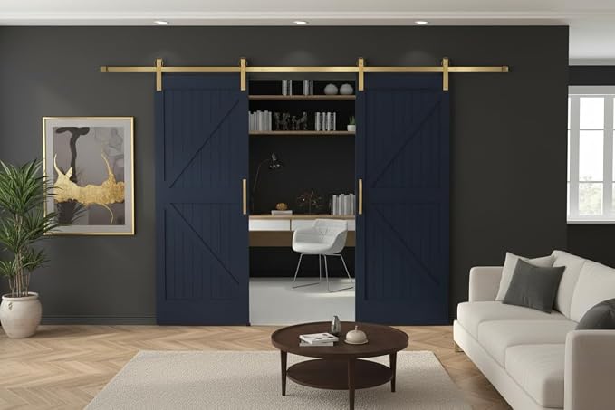 Rio Salto Gold Barn Door Hardware Kit Adjustable Length 98" Sliding Door - Image 3