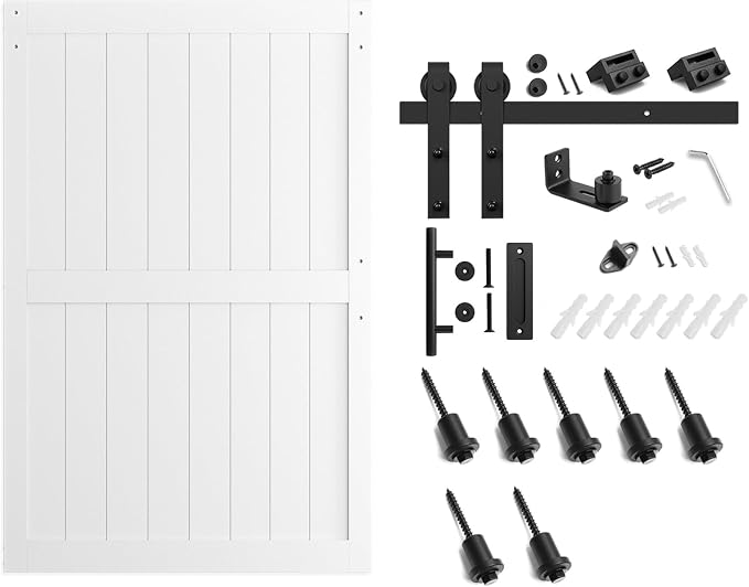 SmartStandard 54 x 84 inch White Sliding MDF Barn Door - Image 6