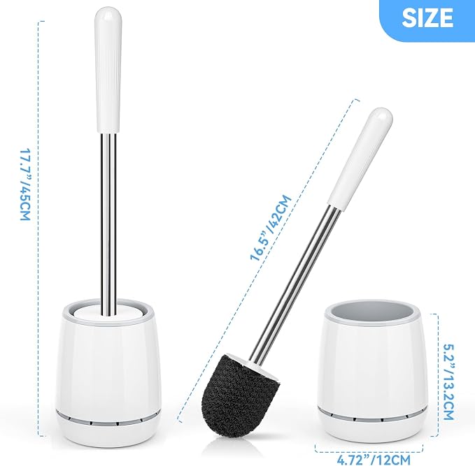 Toilet Brush, Space Saving Toilet Bowl Brush - Image 8