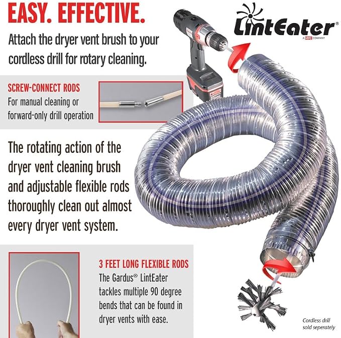 RLE30 LintEater Rotary Dryer Vent Cleaning System, Removes Lint, Extends Up to - Image 3