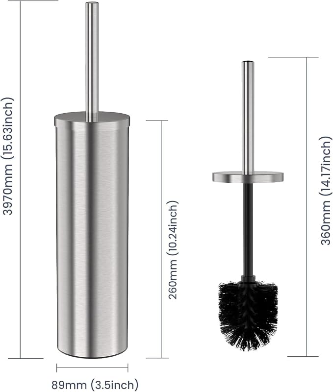DOWRY Stainless Steel Freestanding Toilet Bowl Brush and Holder - Image 2