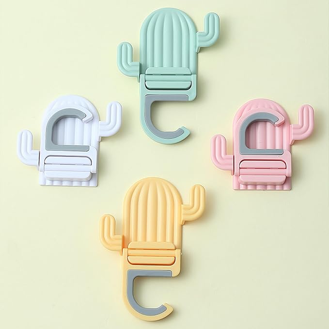 4 Pack Broom and Mop Holder Wall Mount，Cute Cactus Wall Utility Hooks No Drill - Image 8