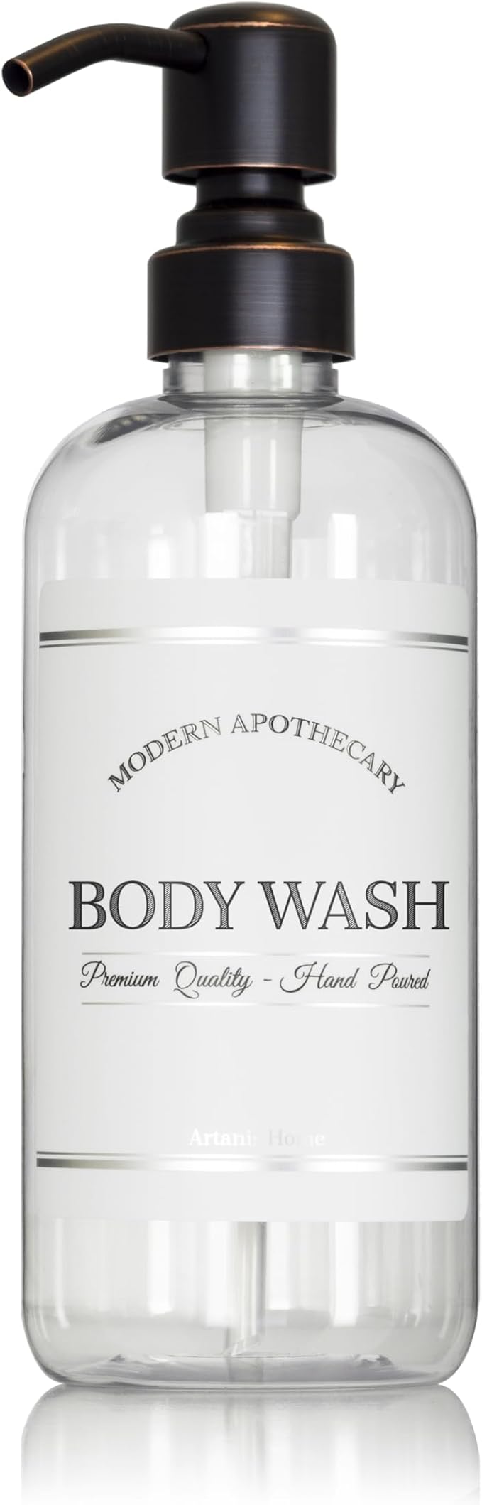 Refillable Clear PET Plastic 16 oz Body Wash Bottle by ArtanisHome