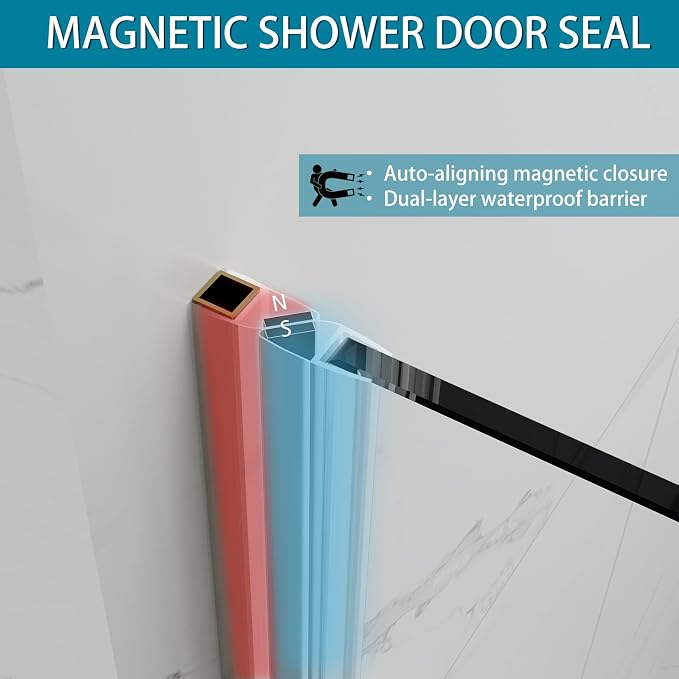 Framelss Hinged Shower Door, 3/8" Tempered Glass - Image 8