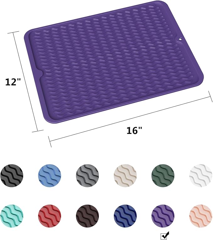 ZLR Silicone Dish Drying Mat for Kitchen Counter, Eco-Friendly Fast Dry Dish Mat - Image 6