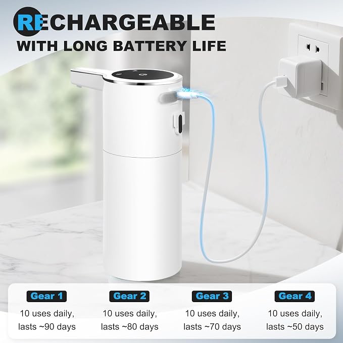 Automatic Soap Dispenser Liquid Touchless: 13.52oz/400ml Wall USB Rechargeable - Image 7