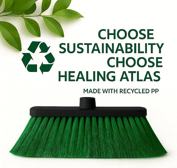 LUZIA Green 14" Premium Broom Head – Long Flagged Bristles – Gentle Deep Sweep - Image 9