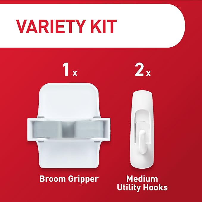 Command Closet Organization Essentials, 1 Broom Holder and 2 Utility Hooks - Image 3
