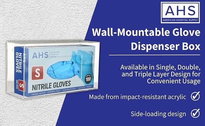 AMERICAN HOSPITAL SUPPLY Wall-Mount Triple Glove Dispenser | Clear Acrylic - Image 6