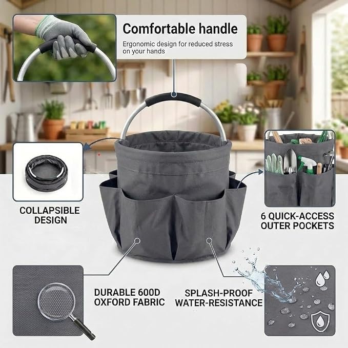 Multifunctional 17L Cleaning Caddy, Foldable 600D Organizer Bag - Image 3