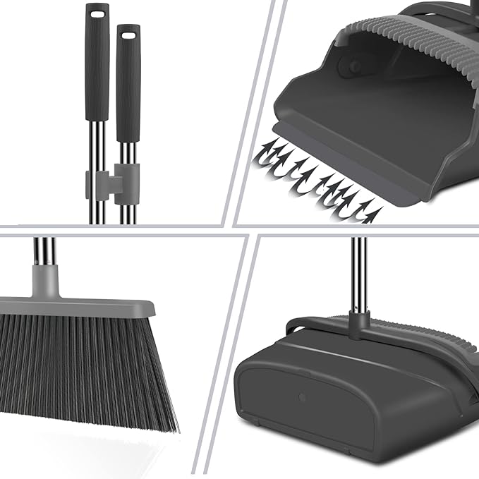 kelamayi Broom and Dustpan Set for Home, Indoor&Outdoor Sweeping, Stand Up - Image 3