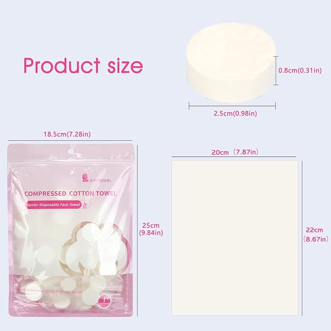 Classycoo Thick Disposable Compressed Towels Tablets- Individually Wrapped Face - Image 2