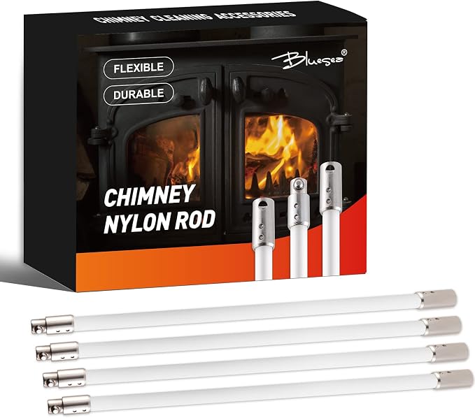 Bluesea 4 Pieces Chimney Sweep Kit Nylon Rod, Chimney Cleaning Kit Accessories by Bluesea