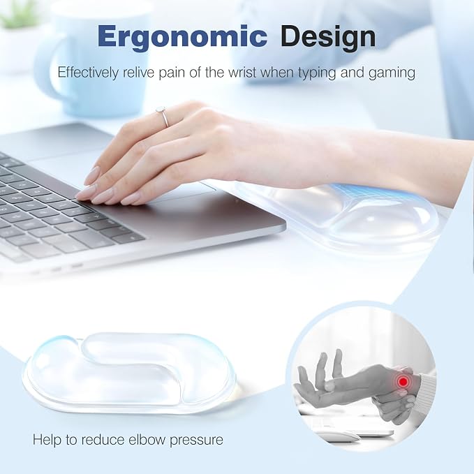 Ospelelf Clear Gel Wrist Rest for Mouse Ergonomic Cushioned Support for Typing - Image 2