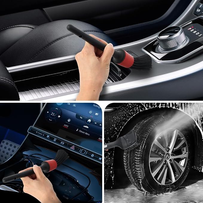 9pcs Detailing Brush Set, Interior Cleaning Brush, Steel Wire & Tire Brush - Image 5